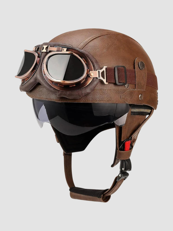 Vintage Motorcycle Leather Helmet