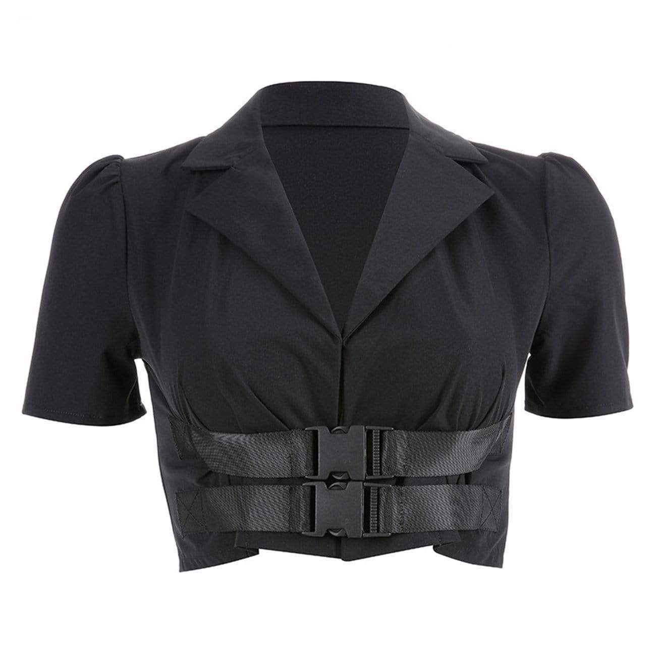 TO Classic Buckle Tape Belts Crop Top