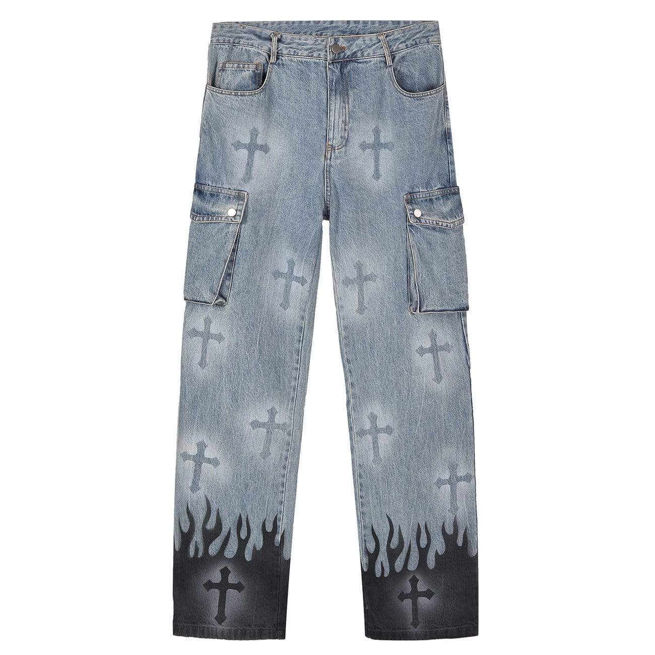 TO Printed Straight Denim Jeans