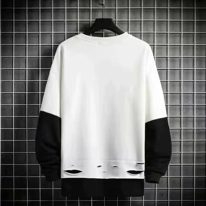 TO Double Ripped Fabric Round Neck Sweater
