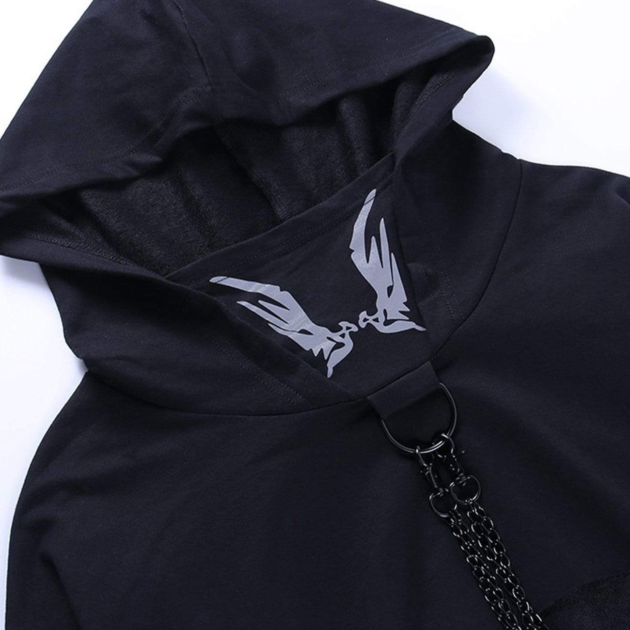 TO Dark Sexy Cool Butterfly Print Chain Hoodie