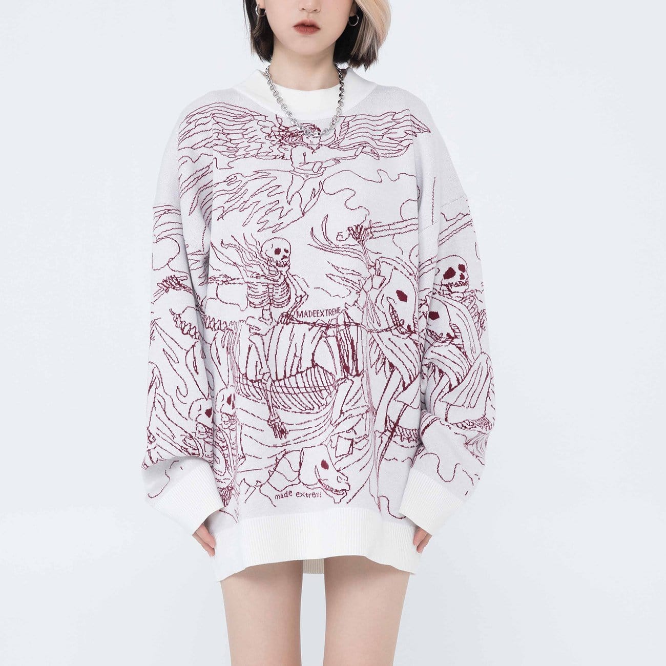 TO Dark Skeleton Riding Horse Knitted Sweater