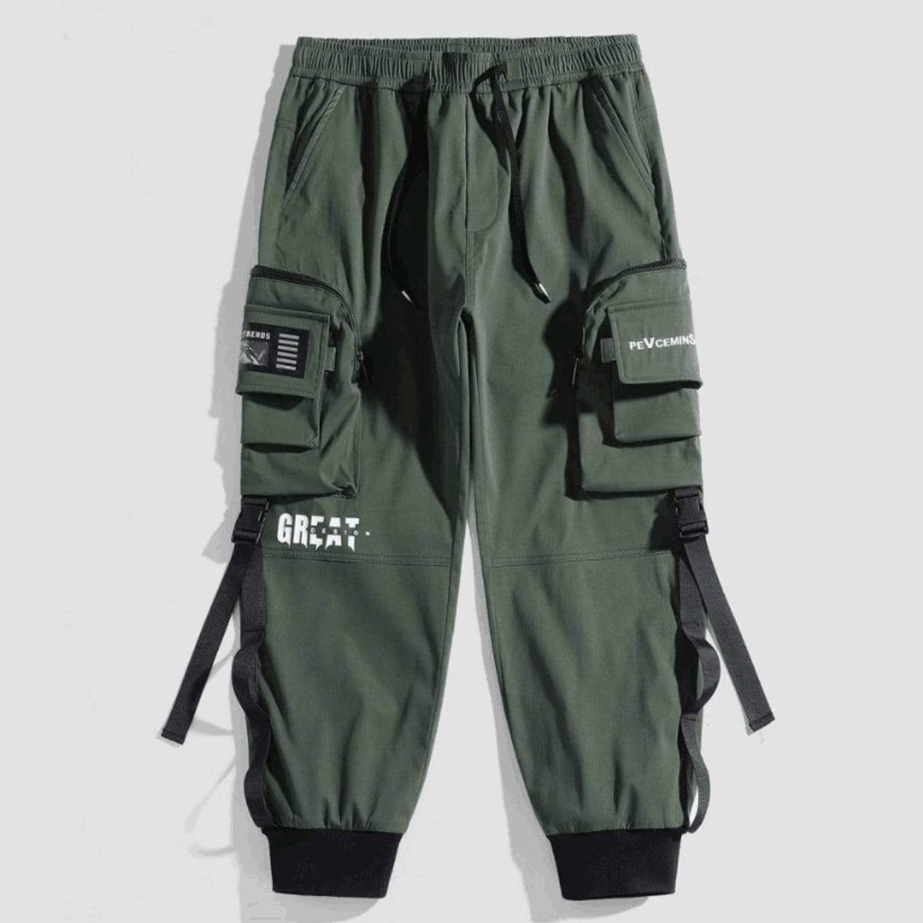 TO Function Buttons Ribbons Zipper Pockets Cargo Pants