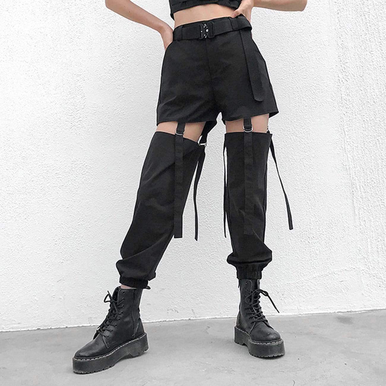 TO Function Punk Hollow Out Ribbons Pants