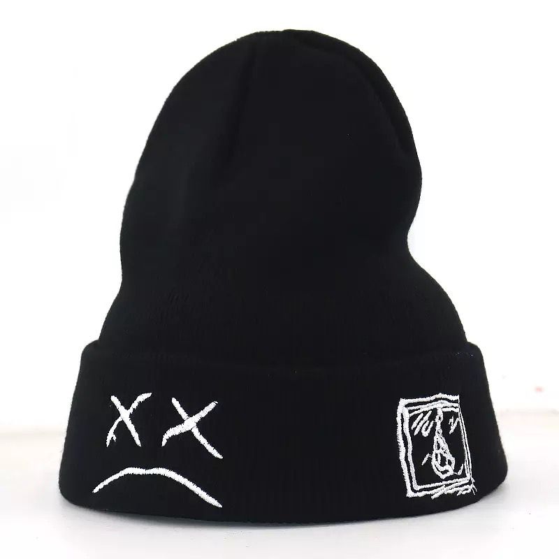 TO Sad Face Knitted Beanies Cap