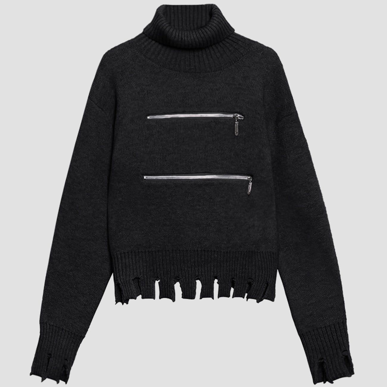 TO Zipper Turtleneck Knitted Sweater