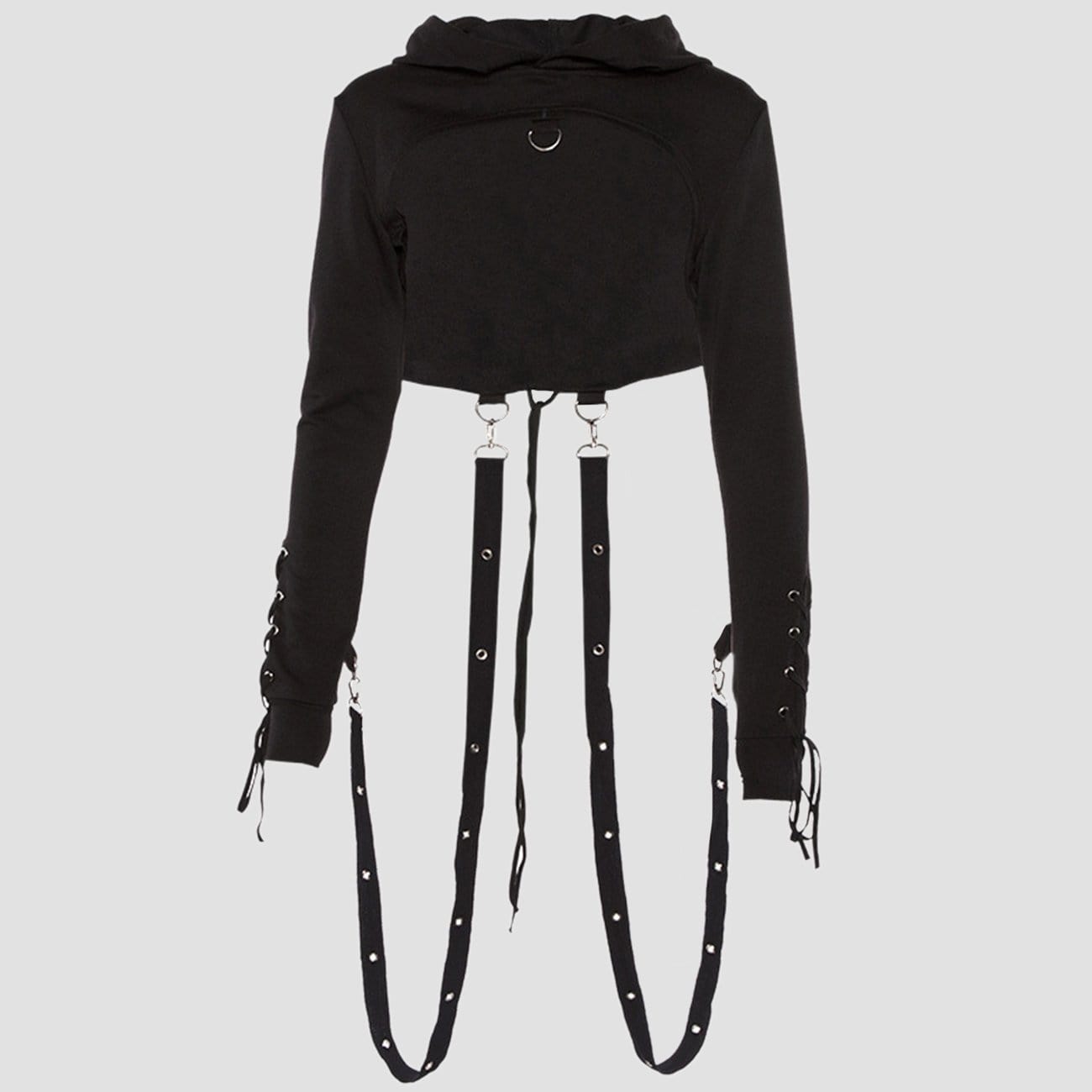 TO Dark Buttonhole Straps Cropped Hoodie