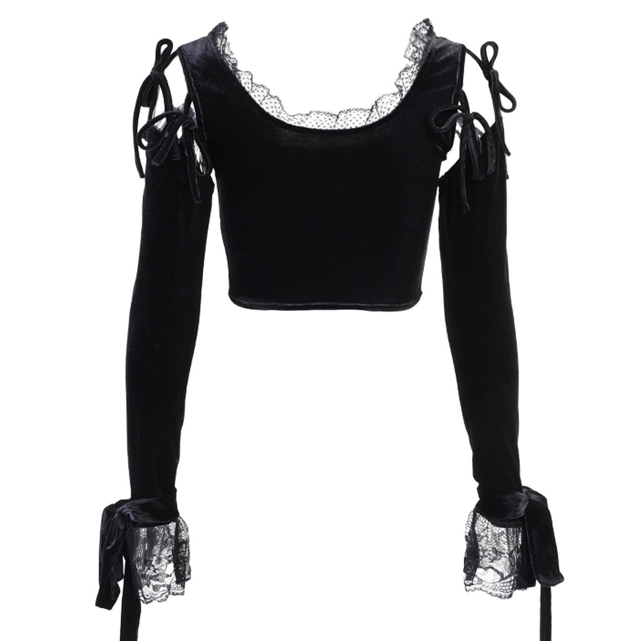 TO Dark Design Lace Vest Flared Sleeve Long Sleeve Tee