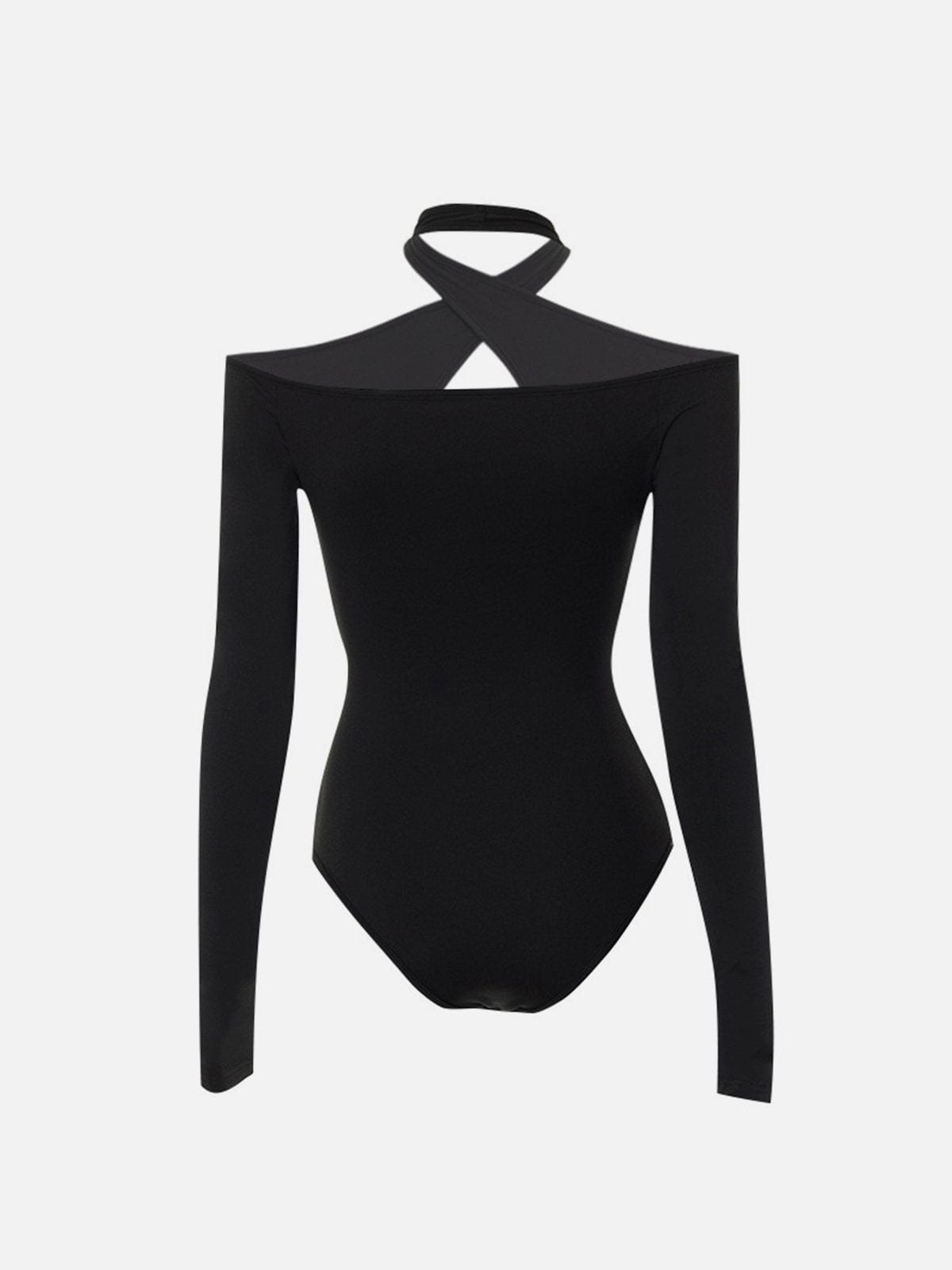 TO Solid Cross Cut Out Long Sleeve Bodysuit