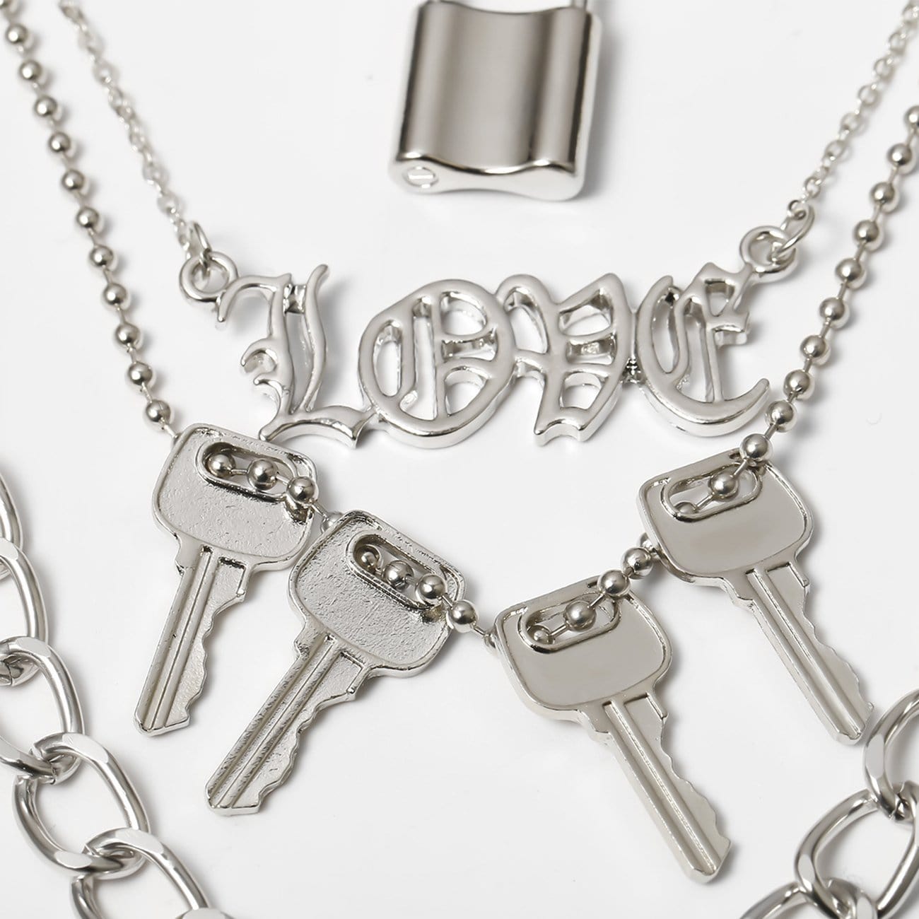 TO Punk PU Lock Shape Key Multiple Necklace