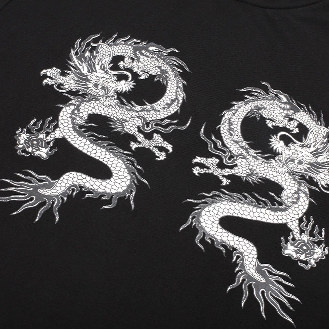 TO Dark Double Dragon Print Cropped Sweatshirt