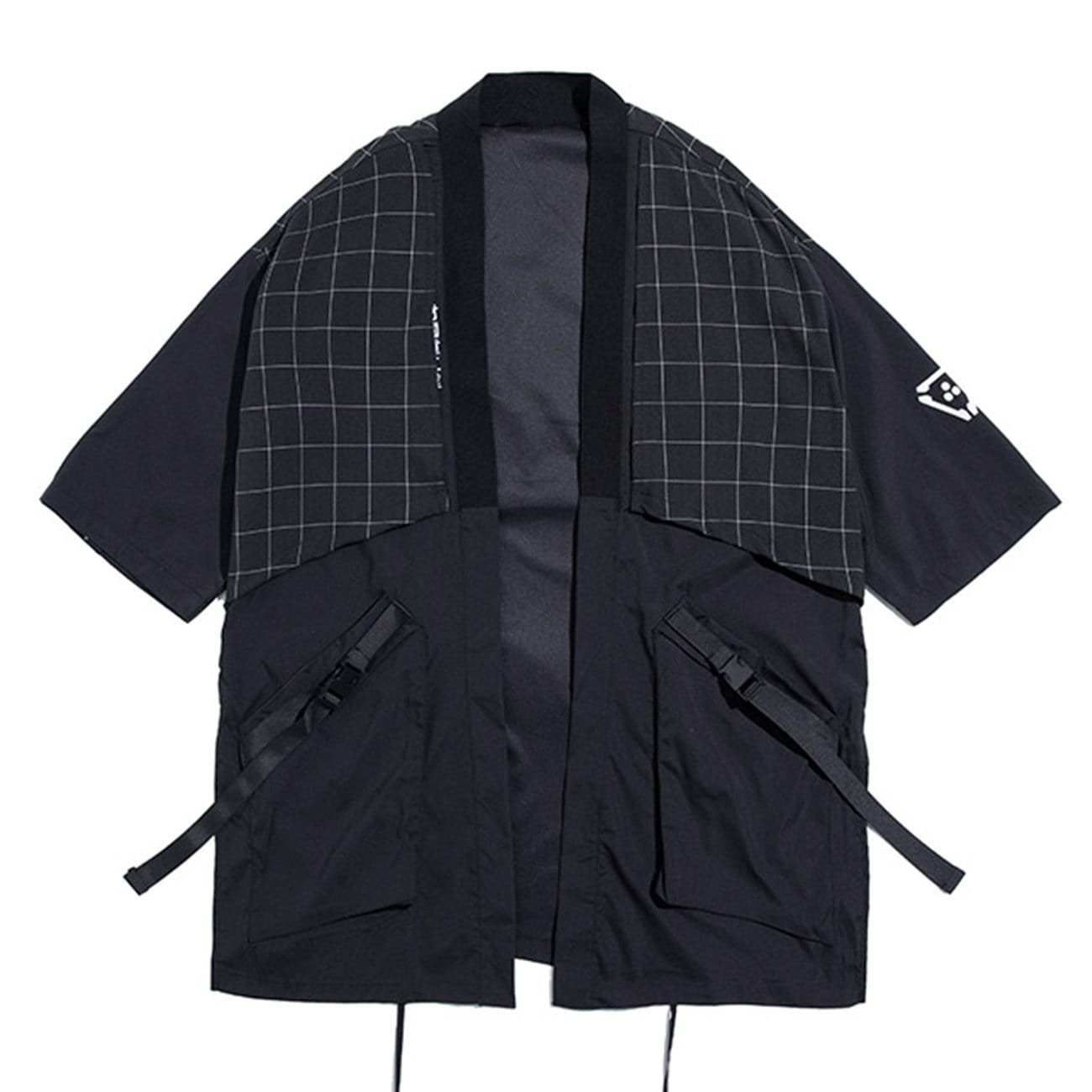 TO Functional Vintage Plaid Patchwork Robe Cardigan Jacket