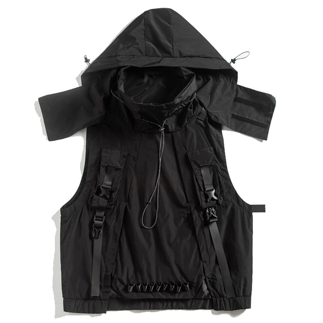 TO Dark Combat Multi Pockets Hooded Vest Jacket