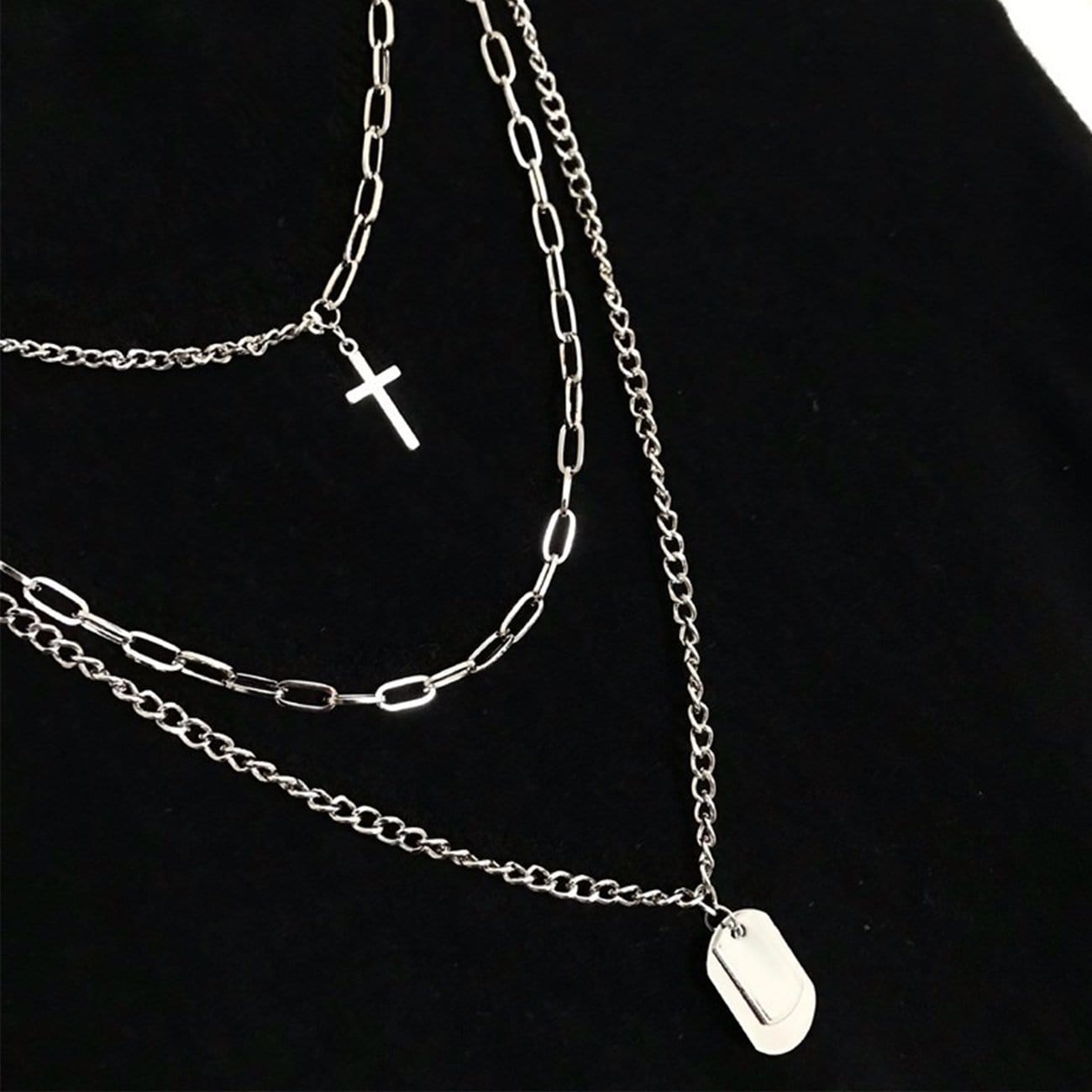 TO Punk Multi-layer Cross Necklace