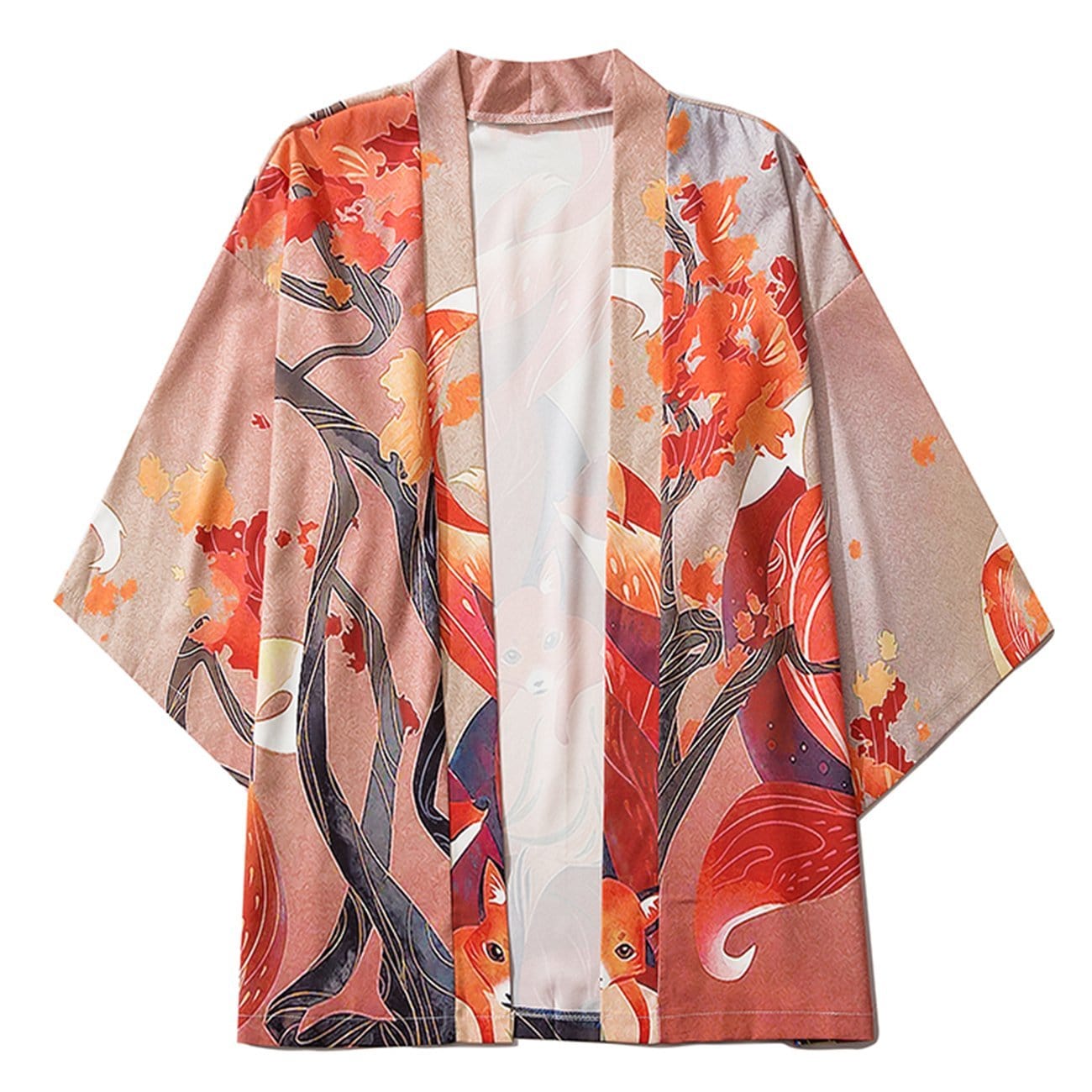 TO Nine Tailed Fox Print Kimono