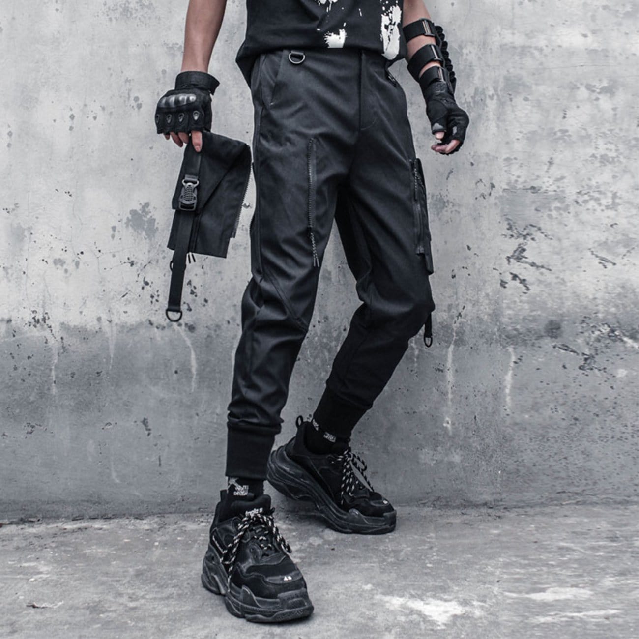 TO Functional Detachable Pocket Ribbons Cargo Pants