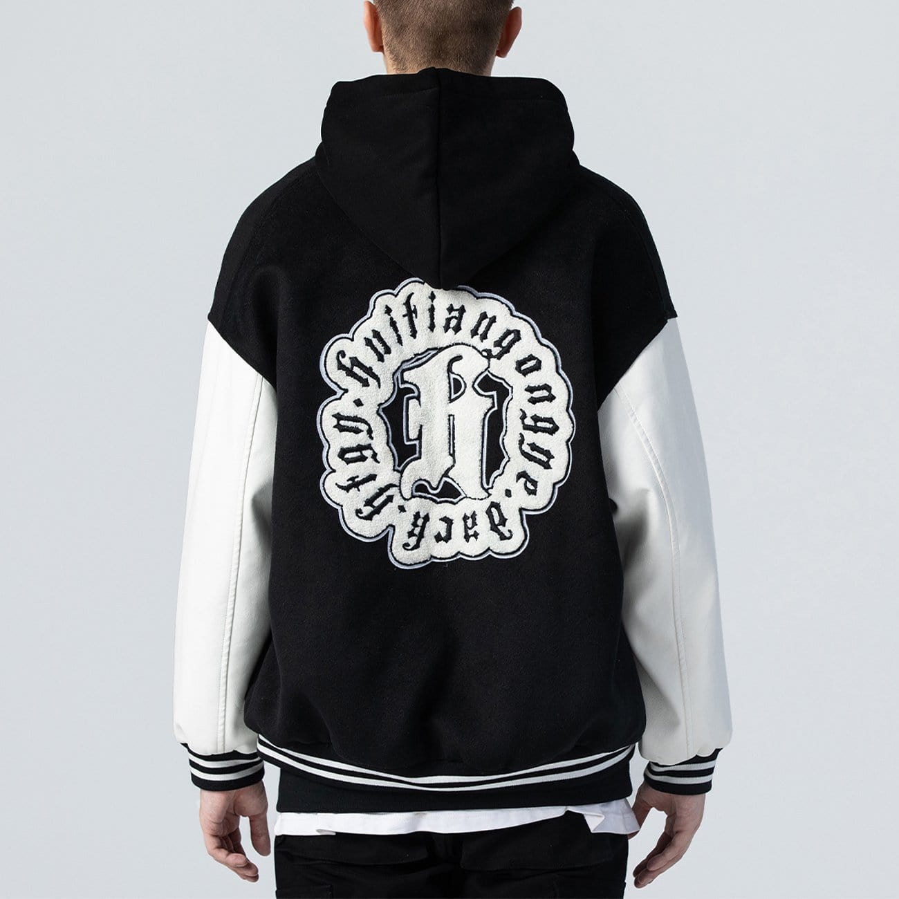 TO Towel Embroidered Letters Puzzle Print Jacket