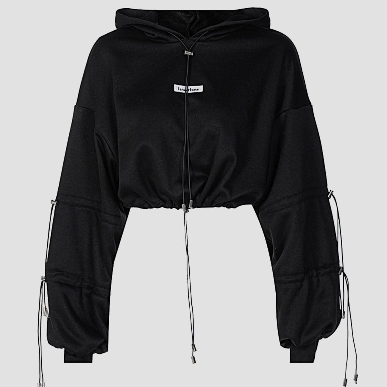 TO Letters Embroidery Drawstring Cropped Hoodie
