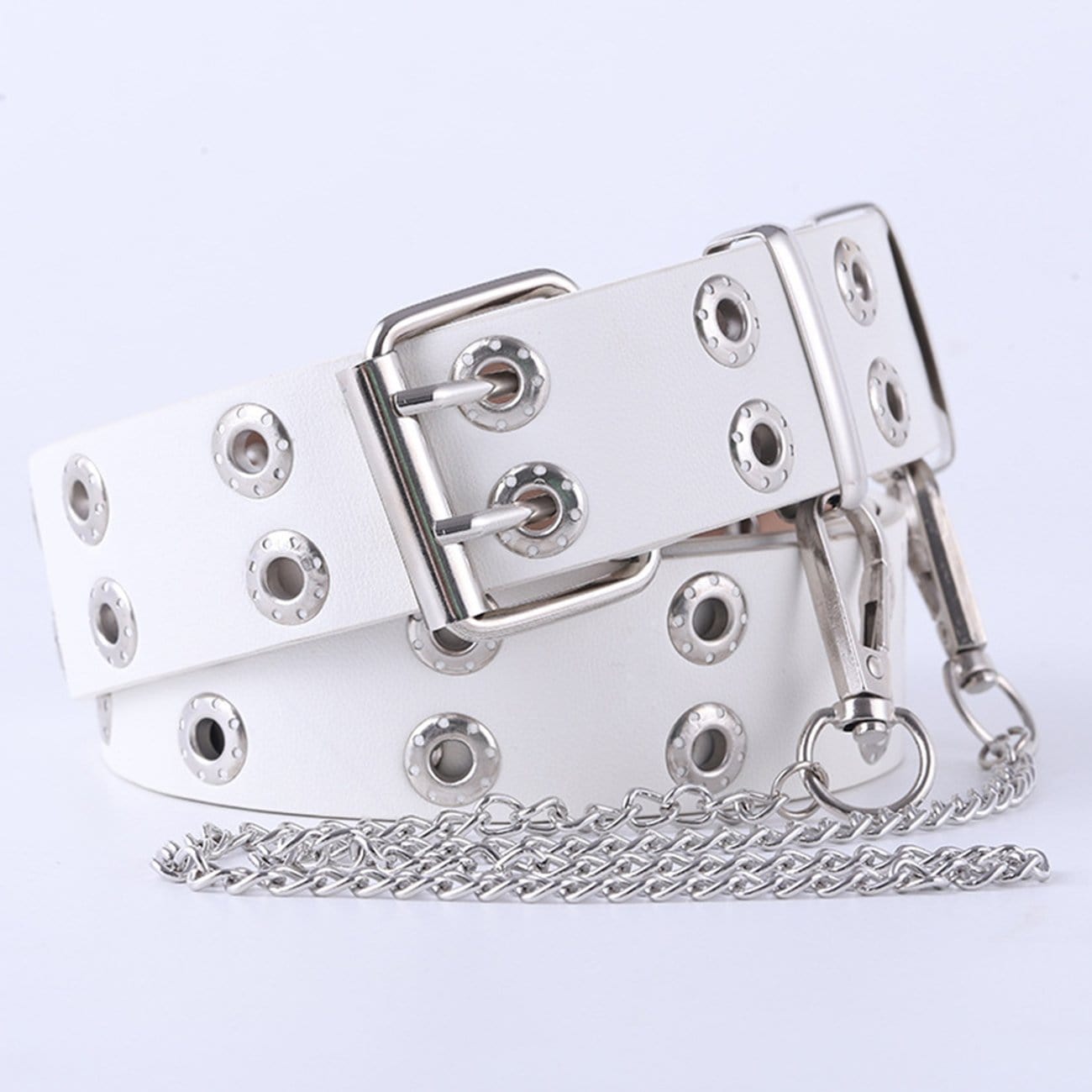 TO Punk Double-Row Eye Buckle Hollow Chain Belt