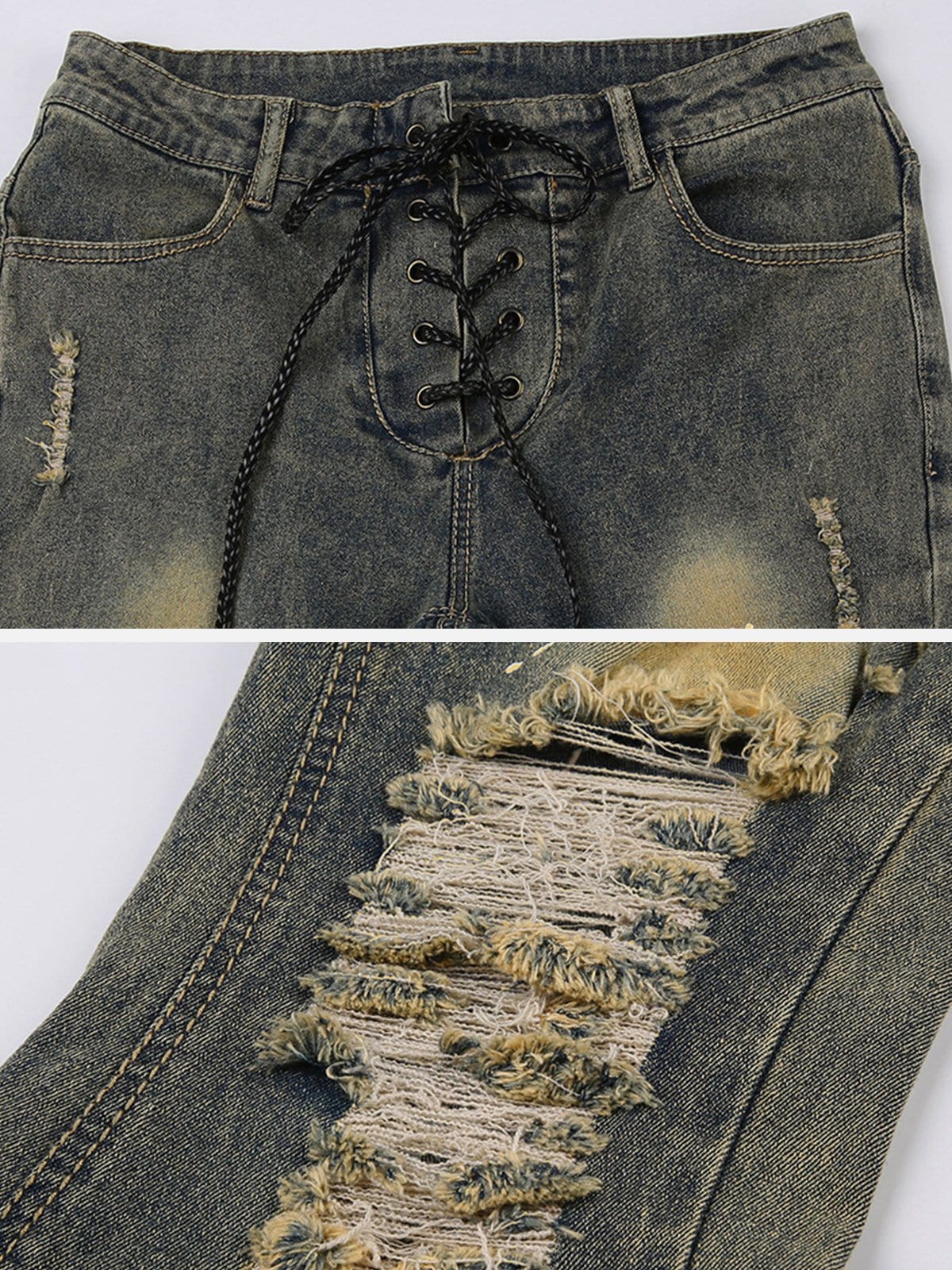 TO Low Waist Retro Distressed Jeans