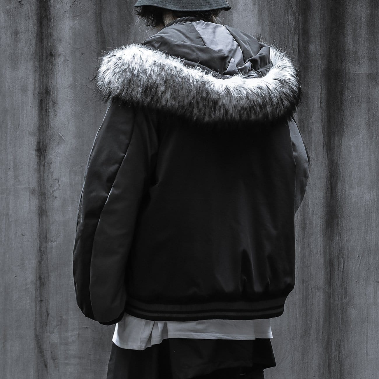 TO Detachable Fur Collar Hat Winter Coat