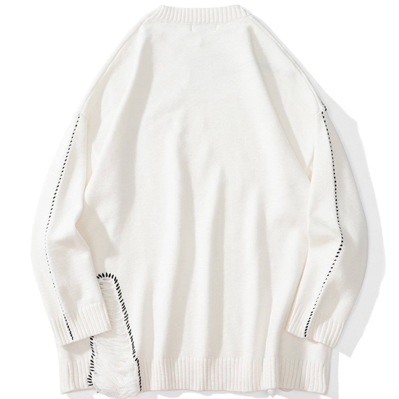 TO Bright Line Ripped Knitted Sweater