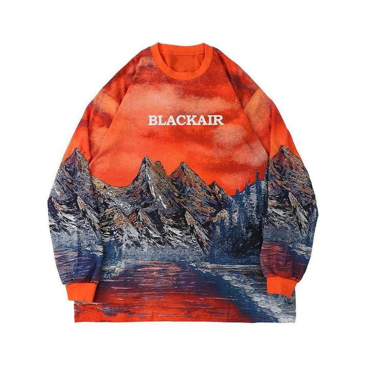 TO Mountain Black Air Print Soft Cotton Sweatshirt
