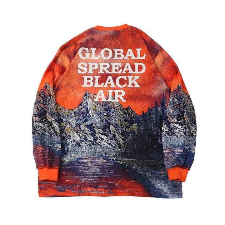 TO Mountain Black Air Print Soft Cotton Sweatshirt
